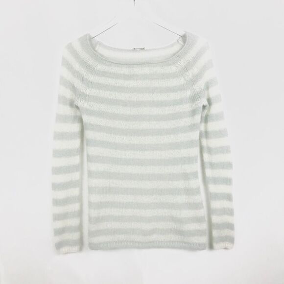 J. CREW boatneck gray and white sweater. Size XS